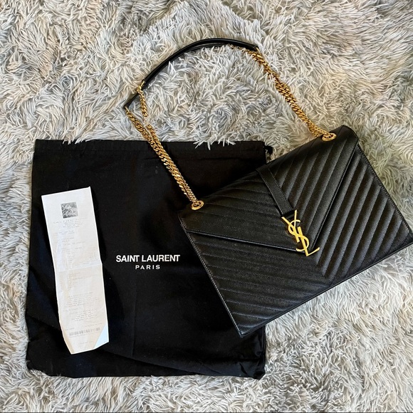 Yves Saint Laurent Handbags - Authentic YSL LARGE ENVELOPE CHAIN BAG in Black